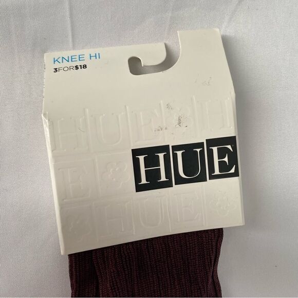 HUE Women's Triple Rib Knee Hi Socks One Size Claret - Picture 3 of 4